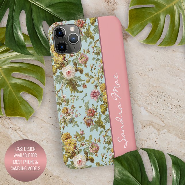 Custom Stylish Chic Pink Rose Flower Art Pattern iPhone Case (Creator Uploaded)