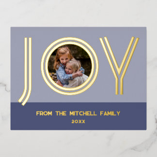 Custom Stylish Chic Violet Purple Minimalist Gold Foil Holiday Postcard