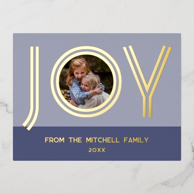 Custom Stylish Chic Violet Purple Minimalist Gold Foil Holiday Postcard (Front)