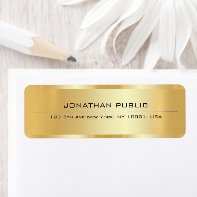 Custom Stylish Glamorous Luxe Gold Return Address (Insitu)