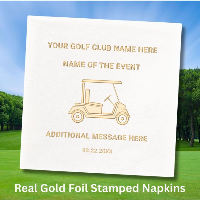 Custom Stylish Golf Club League Event Real Gold  Foil Napkins (Creator Uploaded)