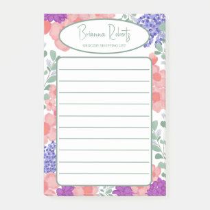 Custom stylish Grocery Shopping List Flower Post-it Notes