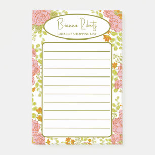 Custom stylish Grocery Shopping List Flower Post-it Notes