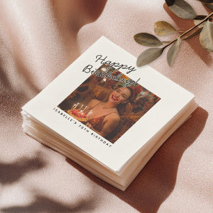Custom Stylish “Happy Birthday” Photo Party Napkin
