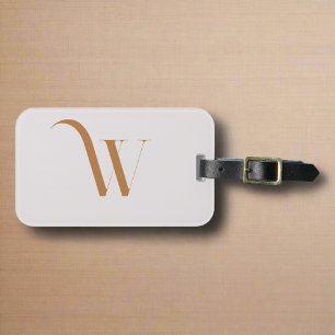 Custom Stylish Initial Name l Brown & Beige Script Luggage Tag