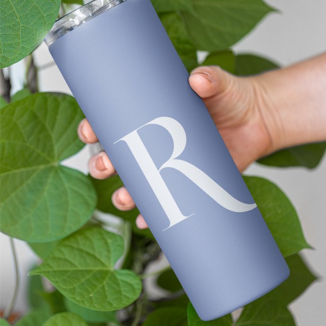 Custom Stylish Initial Name l Pastel Blue Monogram Thermal Tumbler (Creator Uploaded)