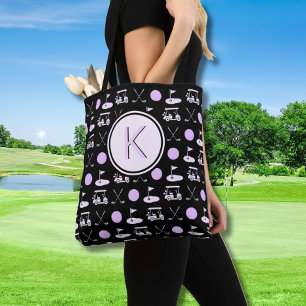 CUSTOM STYLISH LADY GOLFER MONOGRAM TOTE BAG