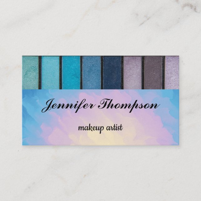 Custom Stylish Makeup Artist Eyeshadow Palette Bus Business Card (Front)