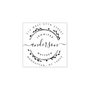 Custom Stylish Married Couple Return Address Rubber Stamp