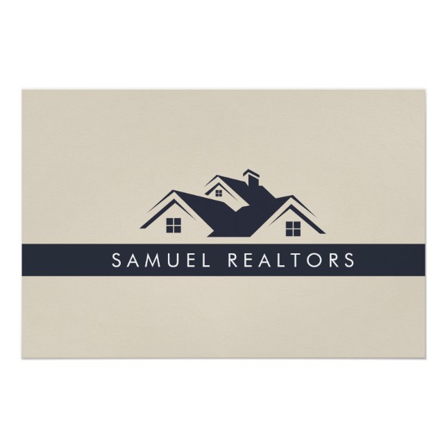 Custom Stylish Modern Real Estate Home Logo Poster (Front)