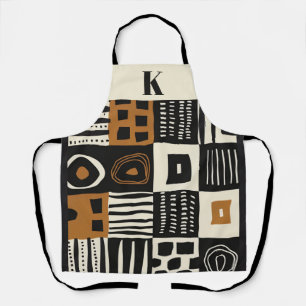Custom Stylish Monogram African Mud Cloth Print  Apron