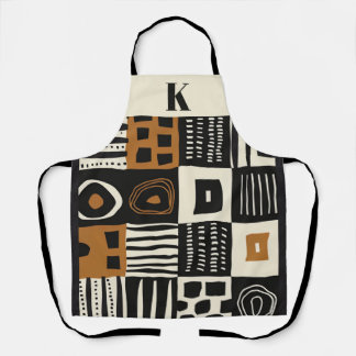 Custom Stylish Monogram African Mud Cloth Print  Apron