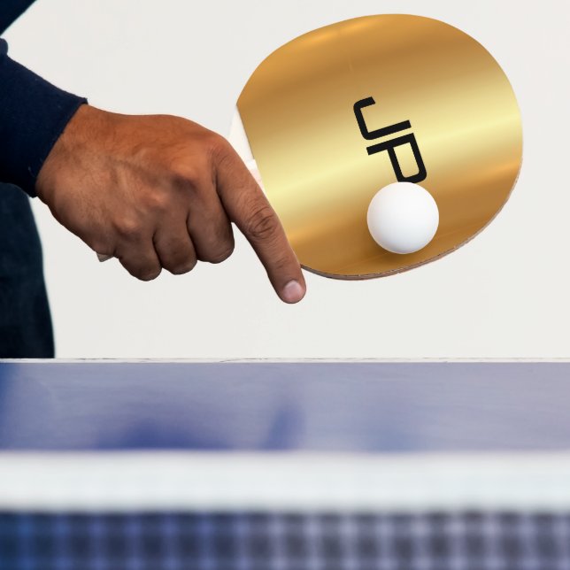Custom Stylish Monogram Template Glamour Gold Ping Pong Paddle (Insitu)