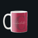 Custom Stylish Monogrammed Name Magenta Red Coffee Mug<br><div class="desc">Sip your favourite beverage in style with this elegant personalised mug featuring a rich burgundy design and delicate script font showcasing your name. Perfect for adding a touch of sophistication to your morning coffee or gifting to someone special, this mug combines functionality with a timeless aesthetic. Ideal for those who...</div>