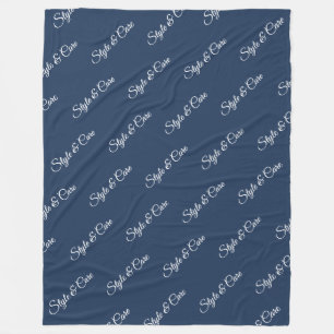 Custom Stylish Name Pattern Stylish Navy Fleece Blanket