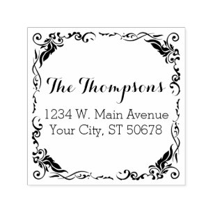 Custom Stylish Ornamental Floral Border Self-inking Stamp