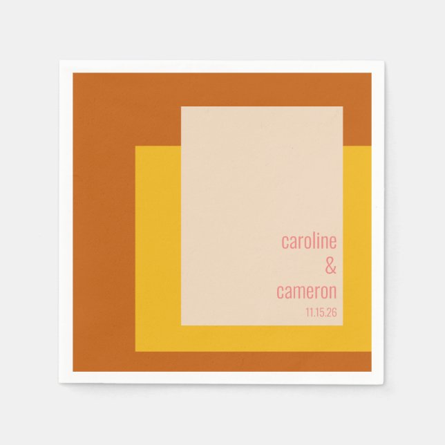 Custom Stylish Retro Geometric Earthy Boho Chic Napkin (Front)