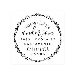 Custom Stylish Script Married Couple Address Rubber Stamp