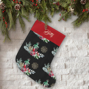 Custom Stylish Watercolor Foliage Greenery Nordic Large Christmas Stocking
