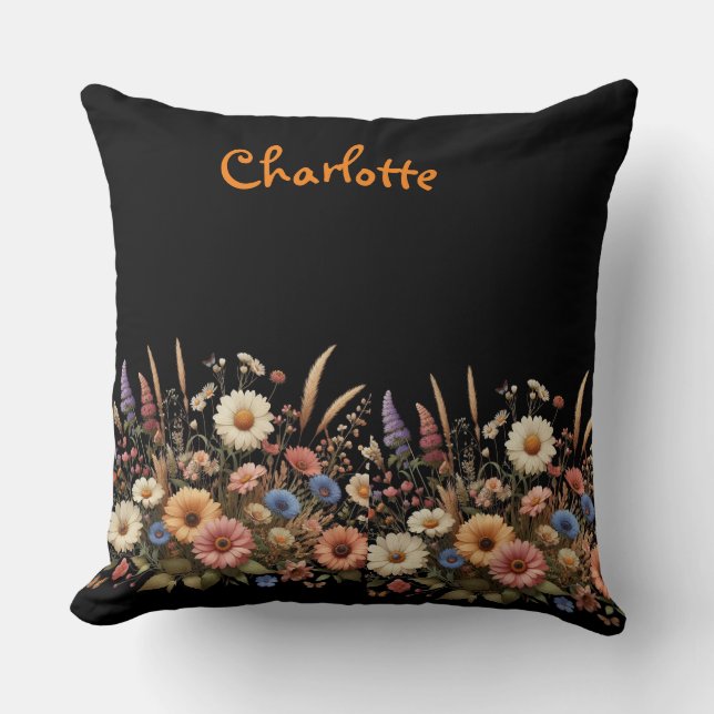 Custom stylish wildflowers  cushion (Front)