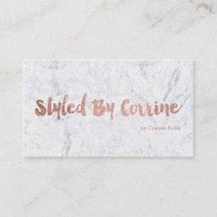 Custom stylist modern rose gold typography marble business card