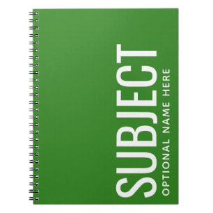 Custom Subject - Colour Code Your Semester Green Notebook