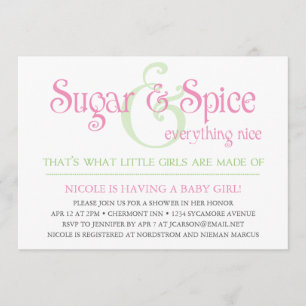 Custom Sugar and Spice Baby Girl Shower Invitation