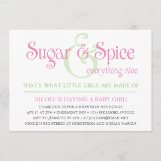 Custom Sugar and Spice Baby Girl Shower Invitation