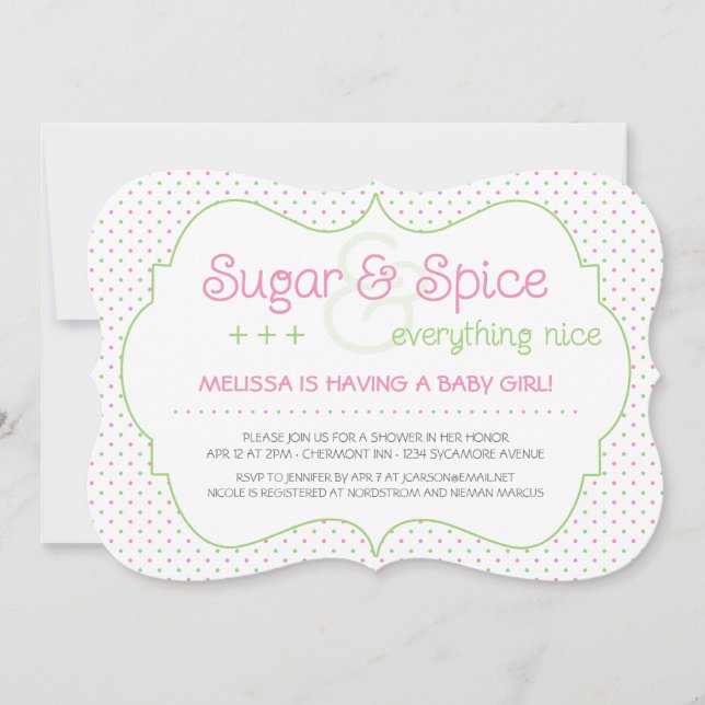 Custom Sugar and Spice Baby Shower Invitation (Front)