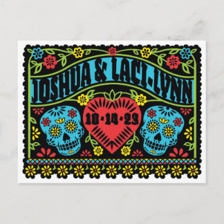 Custom Sugar Skulls Save the Date postcard