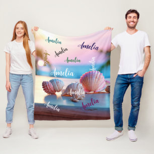 Custom Summer Beach Elegant Fleece Blanket