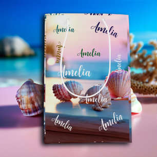 Custom Summer Beach Elegant Medium Gift Bag