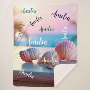 Custom Summer Beach Elegant Sherpa Blanket