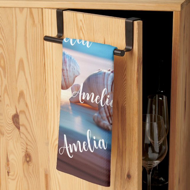 Custom Summer Beach Elegant Tea Towel (Thirds Fold)
