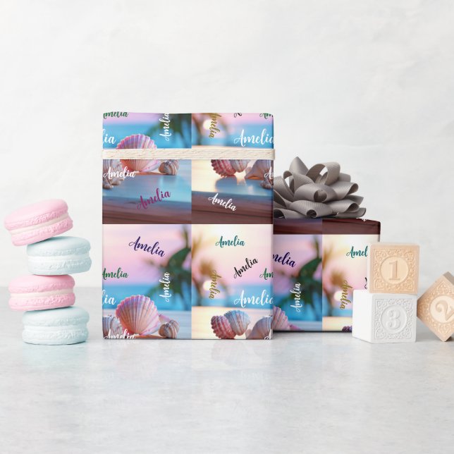 Custom Summer Beach Elegant Wrapping Paper (Baby Shower)