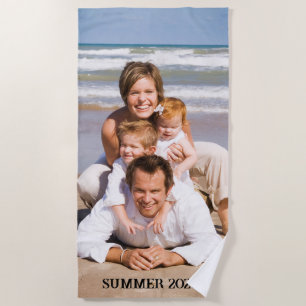 Custom Summer Beach Towel Fun Family Photo
