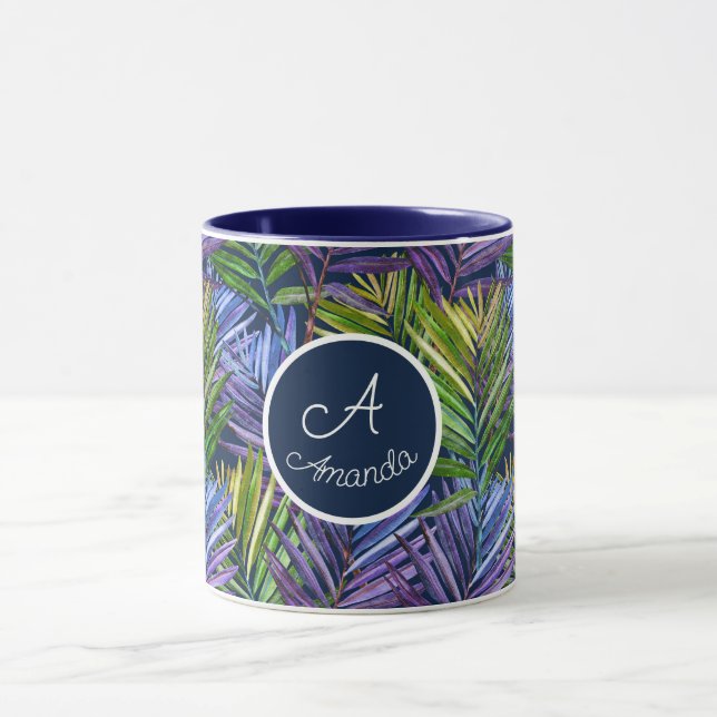 Custom Summer Breeze Tropical Beach Palms Mug (Center)