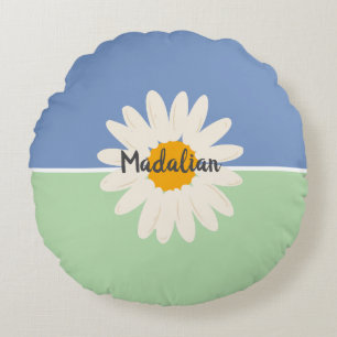 Custom summer colourful two tones background girly round cushion