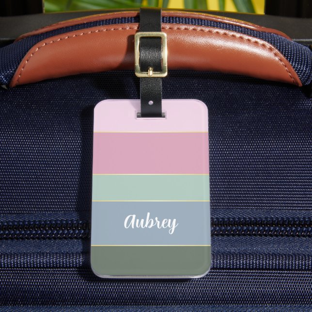 Custom Summer Colours Colour Block Stripes Luggage Tag (Front Insitu 2)