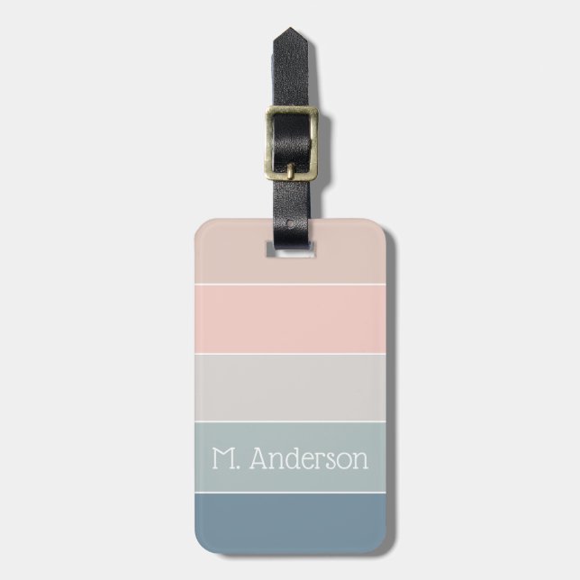 Custom Summer Colours Colour Block Stripes Luggage Tag (Front Vertical)
