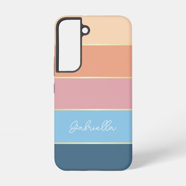 Custom Summer Colours Colour Block Stripes Samsung Galaxy S22 Case (Back)