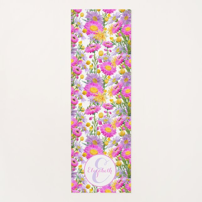 Custom Summer Cottage Garden White Yoga Mat (Front)