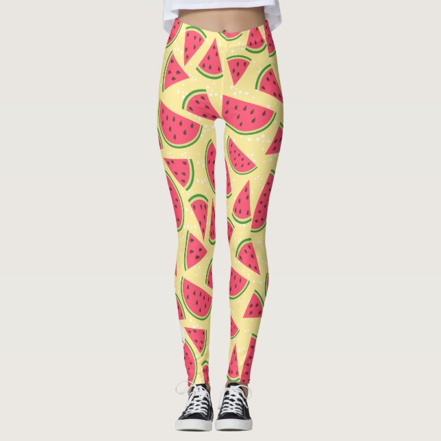 Custom, Summer fun retro style watermelon pattern, Leggings (Front)