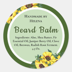 Custom Sunflower Beard Balm Product Label