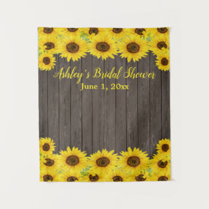 Custom Sunflower Bridal Shower Wood Photo Booth Tapestry