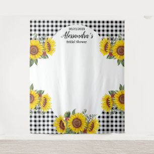 Custom Sunflower & Gingham Photo Backdrop Decor  Tapestry