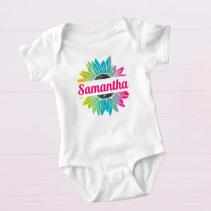 Custom Sunflower Monogram Baby Bodysuit