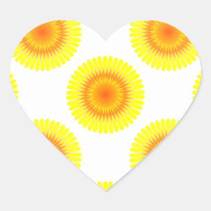 Custom Sunflower Pattern Heart Sticker