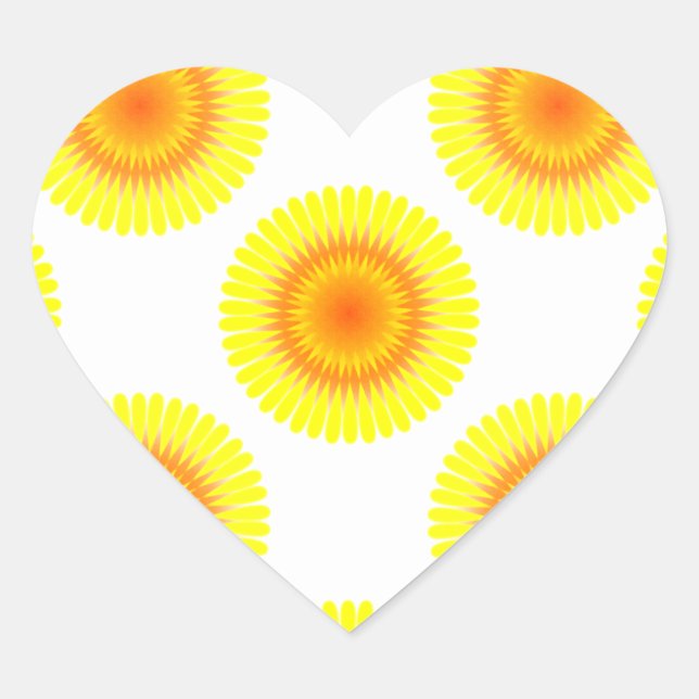 Custom Sunflower Pattern Heart Sticker (Front)