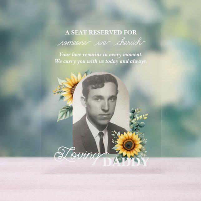 Custom Sunflower Photo  Acrylic Sign (Neutral)